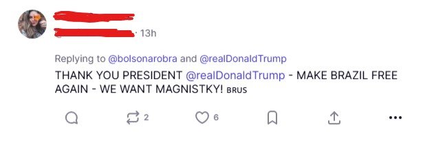 Brasileiros agradecem a Trump por tarifar o Brasil no Truth Social, rede social do presidente dos EUA; leia
