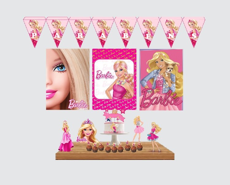 Kit Decoração de Festa Pequeno Barbie - Só Um Bolinho - Imagem 1