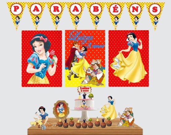 Kit Decoração de Festa Pequeno Branca de Neve - Só Um Bolinho - Imagem 1