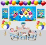 Kit Decoração de Festa Baby Shark Completo Painel Grande