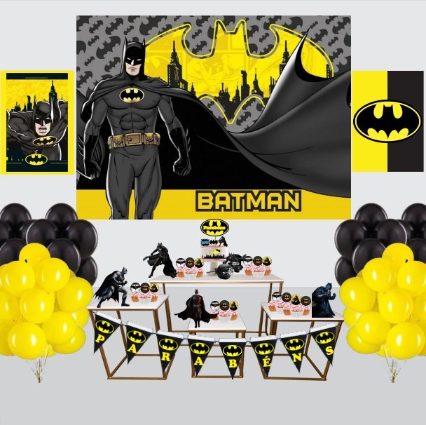 Kit Decoração de Festa Batman Completo Painel Grande - Imagem 1