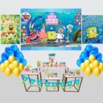 Kit Decoração de Festa Bob Esponja Completo Painel Grande