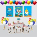 Kit Decoração de Festa Médio Baby Shark Simples Pôster A3