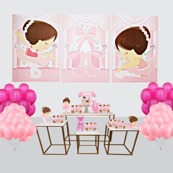 Kit Decoração de Festa Médio Bailarina Simples Pôster A3 - Imagem 1
