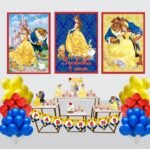 Kit Decoração de Festa Médio Bela e a Fera Simples Pôster A3