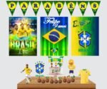 Kit Decoração de Festa Pequeno Brasil - Futebol - Só Um Bolinho