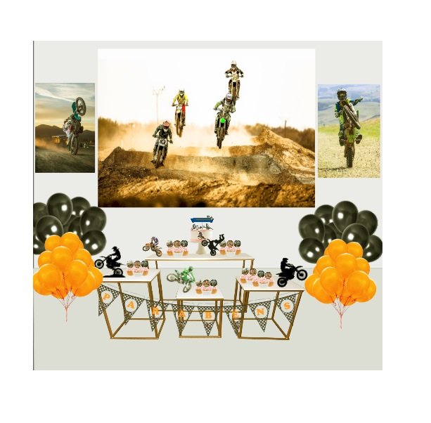 MOTO decoração painel grande1 Kit Decoração de Moto de Trilha Completo Painel Grande - Imagem 1