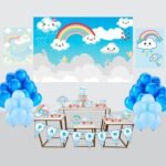 Kit Decoração de Nuvem Azul Completo Painel Grande