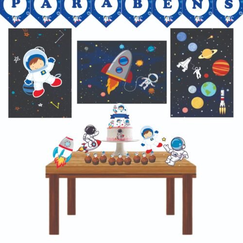 Kit Decoração de Astronauta Completo Painel Grande