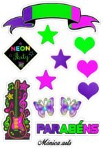 Kit Decoração de Neon Tintas Completo Painel Grande - Imagem 3