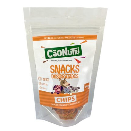 Chips Frango com Cenoura Petisco Natural para Cães e Gatos CãoNutri