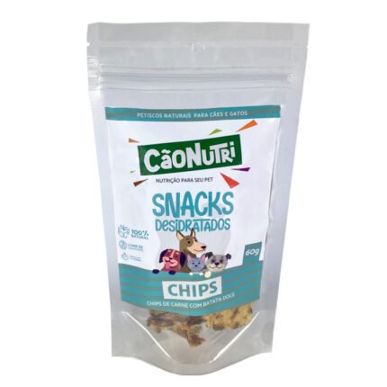 Chips Carne com Batata Doce Petisco Natural para Cães e Gatos CãoNutri